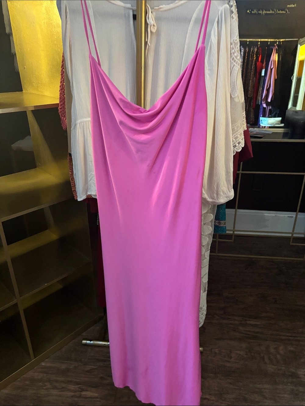 Sincerely Jules Pink Slip Dress with Cowl Neck